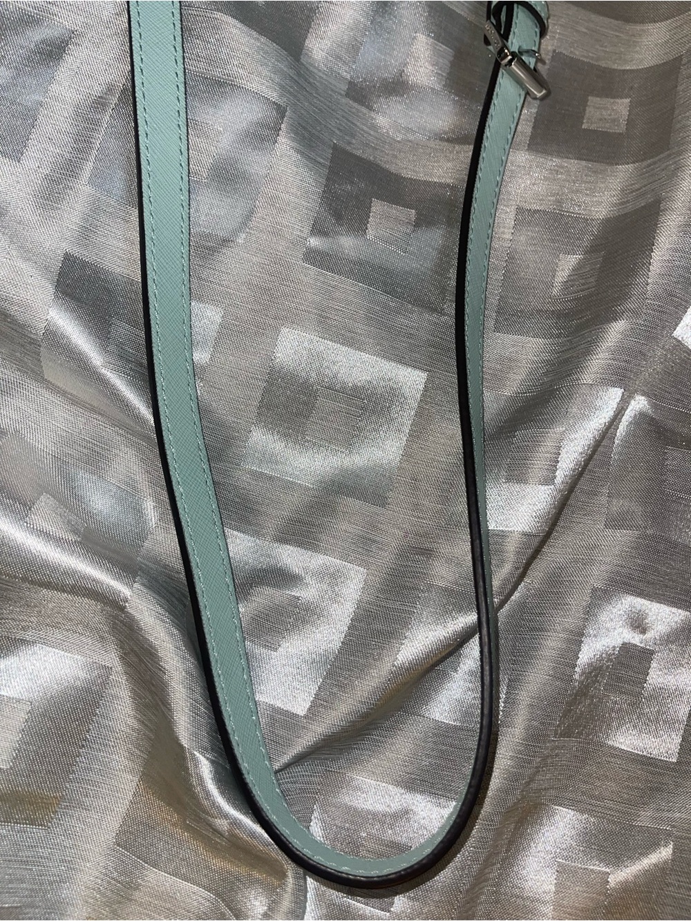 Michael Kors Cynthia Saffiano Leather Satchel with Chain Handles - Celadon - Picture 15 of 15